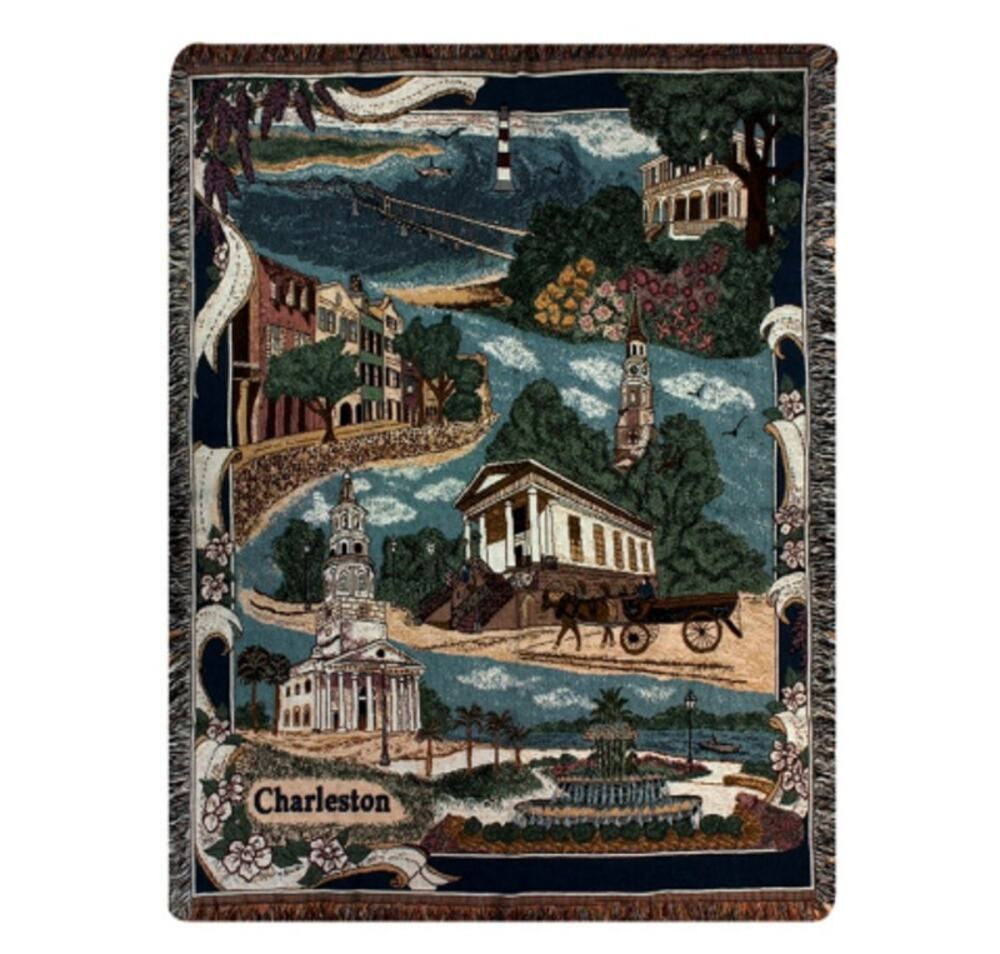 Cotton Throw Charleston – 51x68 inch Tapestry Accent by Manual Woodworkers